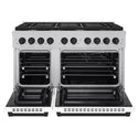 ZLINE Autograph Edition 48 in. 6.7 cu. ft. Paramount Double Oven Gas Range with 8 Burner Cooktop in Satin Stainless Steel with White Matte Doors and Matte Black Accents, Open Box-Good Condition