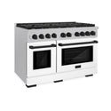 ZLINE Autograph Edition 48 in. 6.7 cu. ft. Paramount Double Oven Gas Range with 8 Burner Cooktop in Satin Stainless Steel with White Matte Doors and Matte Black Accents, Open Box-Great Condition