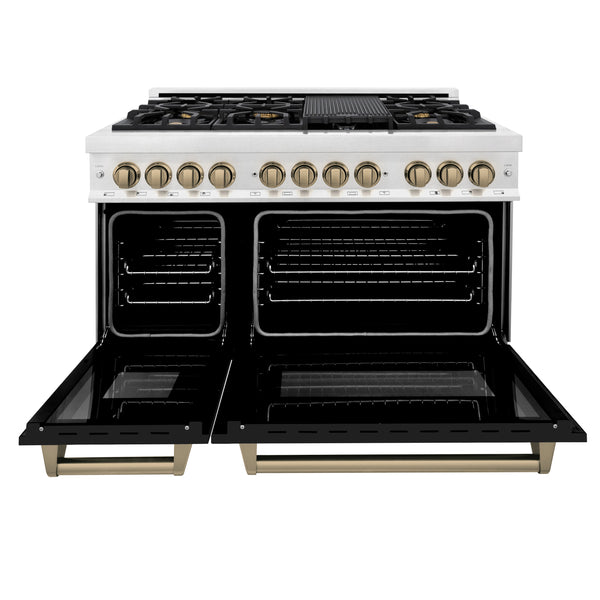 ZLINE Autograph Edition 48 in. 6.0 cu. ft. Legacy Dual Fuel Range with 7 Burner Gas Cooktop and 2 Electric Ovens