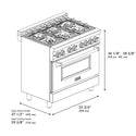 ZLINE Autograph Edition 36 in. 4.6 cu. ft. Legacy Dual Fuel Range with 6 Burner Gas Cooktop and Electric Convection Oven