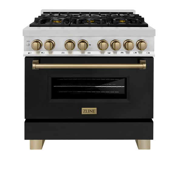 ZLINE Autograph Edition 36 in. 4.6 cu. ft. Legacy Dual Fuel Range with 6 Burner Gas Cooktop and Electric Convection Oven