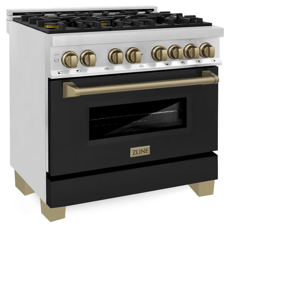 ZLINE Autograph Edition 36 in. 4.6 cu. ft. Legacy Dual Fuel Range with 6 Burner Gas Cooktop and Electric Convection Oven