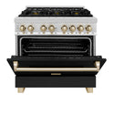 ZLINE Autograph Edition 36 in. 4.6 cu. ft. Legacy Dual Fuel Range with 6 Burner Gas Cooktop and Electric Convection Oven