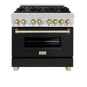 ZLINE Autograph Edition 36 in. 4.6 cu. ft. Legacy Dual Fuel Range with 6 Burner Gas Cooktop and Electric Convection Oven