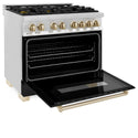 ZLINE Autograph Edition 36" 4.6 cu. ft. Dual Fuel Range with Gas Stove and Electric Oven in Stainless Steel with Black Matte Door and Polished Gold Accents (RAZ-BLM-36-G)