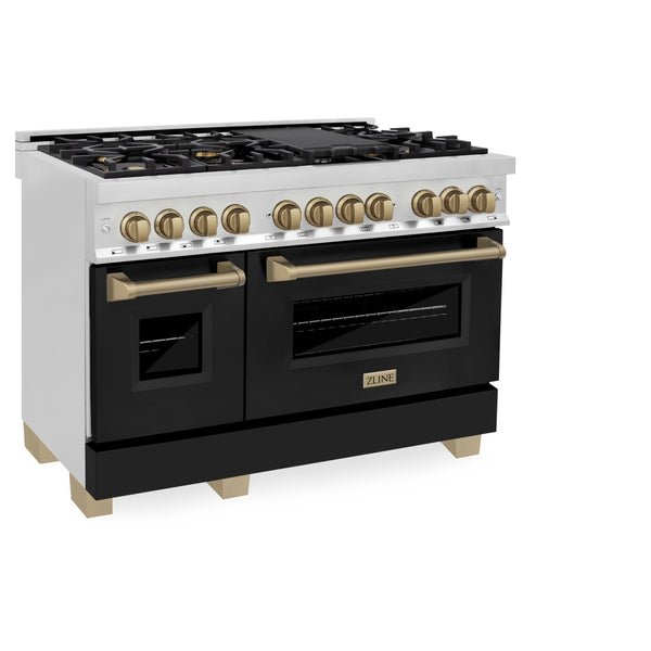 ZLINE Autograph Edition 48 in. 6.0 cu. ft. Legacy Dual Fuel Range with 7 Burner Gas Cooktop and 2 Electric Ovens