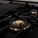 ZLINE Autograph Edition 48 in. 6.0 cu. ft. Dual Fuel Range with Gas Stove and Electric Oven in Stainless Steel with Black Matte Doors and Polished Gold Accents (RAZ-BLM-48-G)