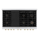 ZLINE Autograph Edition 48 in. 6.7 cu. ft. Paramount Double Oven Gas Range with 8 Burner Cooktop in Stainless Steel with Black Matte Doors and Champagne Bronze Accents, Open Box-Good Condition