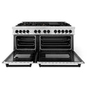 ZLINE Autograph Edition 60 in. 7.4 cu. ft. Legacy Dual Fuel Range with 9 Burner Gas Cooktop and 2 Electric Convection Ovens in Stainless Steel and Matte Black Accents, Open Box-Good Condition