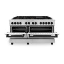 ZLINE Autograph Edition 60 in. 7.4 cu. ft. Legacy Dual Fuel Range with 9 Burner Gas Cooktop and 2 Electric Convection Ovens in Stainless Steel and Matte Black Accents (RAZ-60-MB)