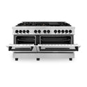 ZLINE Autograph Edition 60 in. 7.4 cu. ft. Legacy Dual Fuel Range with 9 Burner Gas Cooktop and 2 Electric Convection Ovens in Stainless Steel and Matte Black Accents, Open Box-Good Condition