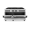 ZLINE Autograph Edition 60 in. 7.4 cu. ft. Legacy Dual Fuel Range with 9 Burner Gas Cooktop and 2 Electric Convection Ovens in Stainless Steel and Matte Black Accents, Open Box-Great Condition