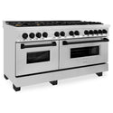 ZLINE Autograph Edition 60 in. 7.4 cu. ft. Legacy Dual Fuel Range with 9 Burner Gas Cooktop and 2 Electric Convection Ovens in Stainless Steel and Matte Black Accents, Open Box-Great Condition