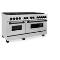 ZLINE Autograph Edition 60 in. 7.4 cu. ft. Legacy Dual Fuel Range with 9 Burner Gas Cooktop and 2 Electric Convection Ovens in Stainless Steel and Matte Black Accents, Open Box-Great Condition