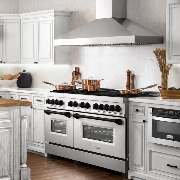 ZLINE Autograph Edition 60 in. 7.4 cu. ft. Legacy Dual Fuel Range with 9 Burner Gas Cooktop and 2 Electric Convection Ovens in Stainless Steel and Matte Black Accents, Open Box-Great Condition