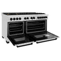 ZLINE Autograph Edition 60 in. 7.4 cu. ft. Legacy Dual Fuel Range with 9 Burner Gas Cooktop and 2 Electric Convection Ovens in Stainless Steel and Matte Black Accents, Open Box-Great Condition