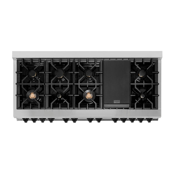 ZLINE Autograph Edition 60 in. 7.4 cu. ft. Legacy Dual Fuel Range with 9 Burner Gas Cooktop and 2 Electric Convection Ovens in Stainless Steel and Matte Black Accents, Open Box-Great Condition