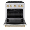 ZLINE Autograph Edition 30 in. 4.2 cu. ft. Paramount Dual Fuel Range with 4 Burner Gas Cooktop and Electric Convection Oven in Stainless Steel with Champagne Bronze Accents, Open Box-Great Condition
