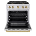 ZLINE Autograph Edition 30 in. 4.2 cu. ft. Paramount Dual Fuel Range with 4 Burner Gas Cooktop and Electric Convection Oven in Stainless Steel with Champagne Bronze Accents, Open Box-Good Condition