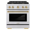 ZLINE Autograph Edition 30 in. 4.2 cu. ft. Paramount Dual Fuel Range with 4 Burner Gas Cooktop and Electric Convection Oven in Stainless Steel with Champagne Bronze Accents (SDRZ-30-CB)