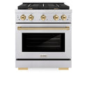 ZLINE Autograph Edition 30 in. 4.2 cu. ft. Paramount Dual Fuel Range with 4 Burner Gas Cooktop and Electric Convection Oven in Stainless Steel with Polished Gold Accents, Open Box-Great Condition