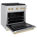 ZLINE Autograph Edition 30 in. 4.2 cu. ft. Paramount Dual Fuel Range with 4 Burner Gas Cooktop and Electric Convection Oven in Stainless Steel with Polished Gold Accents, Open Box-Great Condition