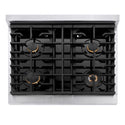 ZLINE Autograph Edition 30 in. 4.2 cu. ft. Paramount Dual Fuel Range with 4 Burner Gas Cooktop and Electric Convection Oven in Stainless Steel with Polished Gold Accents, Open Box-Good Condition
