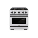 ZLINE Autograph Edition 30 in. 4.2 cu. ft. Paramount Dual Fuel Range with 4 Burner Gas Cooktop and Electric Convection Oven in Stainless Steel with Matte Black Accents (SDRZ-30-MB)