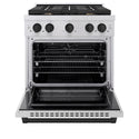 ZLINE Autograph Edition 30 in. 4.2 cu. ft. Paramount Dual Fuel Range with 4 Burner Gas Cooktop and Electric Convection Oven in Stainless Steel with Matte Black Accents, Open Box-Good Condition