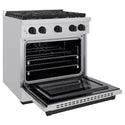 ZLINE Autograph Edition 30 in. 4.2 cu. ft. Paramount Dual Fuel Range with 4 Burner Gas Cooktop and Electric Convection Oven in Stainless Steel with Matte Black Accents, Open Box-Good Condition