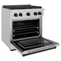ZLINE Autograph Edition 30 in. 4.2 cu. ft. Paramount Dual Fuel Range with 4 Burner Gas Cooktop and Electric Convection Oven in Stainless Steel with Matte Black Accents, Open Box-Great Condition