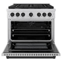 ZLINE Autograph Edition 36 in. 5.2 cu. ft. Paramount Dual Fuel Range with 6 Burner Gas Cooktop and Electric Convection Oven in Stainless Steel with Matte Black Accents (SDRZ-36-MB)