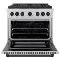 ZLINE Autograph Edition 36 in. 5.2 cu. ft. Paramount Dual Fuel Range with 6 Burner Gas Cooktop and Electric Convection Oven in Stainless Steel with Matte Black Accents, Open Box-Good Condition