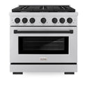 ZLINE Autograph Edition 36 in. 5.2 cu. ft. Paramount Dual Fuel Range with 6 Burner Gas Cooktop and Electric Convection Oven in Stainless Steel with Matte Black Accents, Open Box-Good Condition