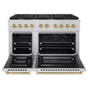 ZLINE Autograph Edition 48 in. 6.7 cu. ft. Paramount Double Oven Dual Fuel Range with 8 Burner Gas Cooktop in Stainless Steel and Champagne Bronze Accents, Open Box-Great Condition