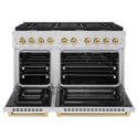 ZLINE Autograph Edition 48 in. 6.7 cu. ft. Paramount Double Oven Dual Fuel Range with 8 Burner Gas Cooktop in Stainless Steel and Champagne Bronze Accents, Open Box-Good Condition