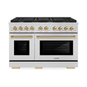 ZLINE Autograph Edition 48 in. 6.7 cu. ft. Paramount Double Oven Dual Fuel Range with 8 Burner Gas Cooktop in Stainless Steel and Polished Gold Accents, Open Box-Great Condition