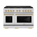 ZLINE Autograph Edition 48 in. 6.7 cu. ft. Paramount Double Oven Dual Fuel Range with 8 Burner Gas Cooktop in Stainless Steel and Polished Gold Accents, Open Box-Great Condition