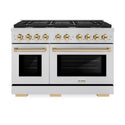 ZLINE Autograph Edition 48 in. 6.7 cu. ft. Paramount Double Oven Dual Fuel Range with 8 Burner Gas Cooktop in Stainless Steel and Polished Gold Accents, Open Box-Good Condition