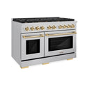 ZLINE Autograph Edition 48 in. 6.7 cu. ft. Paramount Double Oven Dual Fuel Range with 8 Burner Gas Cooktop in Stainless Steel and Polished Gold Accents, Open Box-Great Condition