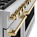 ZLINE Autograph Edition 48 in. 6.7 cu. ft. Paramount Double Oven Dual Fuel Range with 8 Burner Gas Cooktop in Stainless Steel and Polished Gold Accents, Open Box-Good Condition