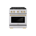 ZLINE Autograph Edition 30 in. 4.2 cu. ft. Paramount Gas Range with 4 Burner Cooktop and Convection Gas Oven in Stainless Steel and Champagne Bronze Accents, Open Box-Great Condition