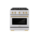 ZLINE Autograph Edition 30 in. 4.2 cu. ft. Paramount Gas Range with 4 Burner Cooktop and Convection Gas Oven in Stainless Steel and Champagne Bronze Accents (SGRZ-30-CB)