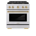 ZLINE Autograph Edition 30 in. 4.2 cu. ft. Paramount Gas Range with 4 Burner Cooktop and Convection Gas Oven in Stainless Steel and Champagne Bronze Accents, Open Box-Good Condition