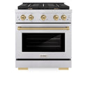 ZLINE Autograph Edition 30 in. 4.2 cu. ft. Paramount Gas Range with 4 Burner Cooktop and Convection Gas Oven in Stainless Steel and Champagne Bronze Accents, Open Box-Great Condition