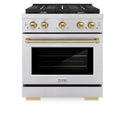 ZLINE Autograph Edition 30 in. 4.2 cu. ft. Paramount Gas Range with 4 Burner Cooktop and Convection Gas Oven in Stainless Steel and Champagne Bronze Accents, Open Box-Great Condition