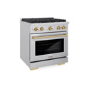 ZLINE Autograph Edition 30 in. 4.2 cu. ft. Paramount Gas Range with 4 Burner Cooktop and Convection Gas Oven in Stainless Steel and Champagne Bronze Accents, Open Box-Great Condition
