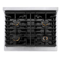 ZLINE Autograph Edition 30 in. 4.2 cu. ft. Paramount Gas Range with 4 Burner Cooktop and Convection Gas Oven in Stainless Steel and Champagne Bronze Accents, Open Box-Great Condition