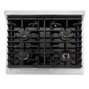 ZLINE Autograph Edition 30 in. 4.2 cu. ft. Paramount Gas Range with 4 Burner Cooktop and Convection Gas Oven in Stainless Steel and Champagne Bronze Accents, Open Box-Great Condition