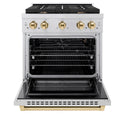 ZLINE Autograph Edition 30 in. 4.2 cu. ft. Paramount Gas Range with 4 Burner Cooktop and Convection Gas Oven in Stainless Steel and Polished Gold Accents (SGRZ-30-G)